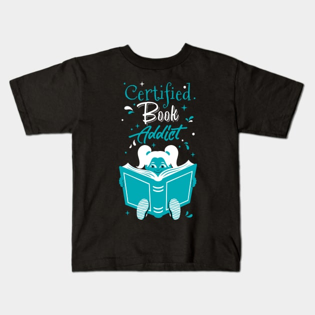 Book Addict Girl Kids T-Shirt by Malchev